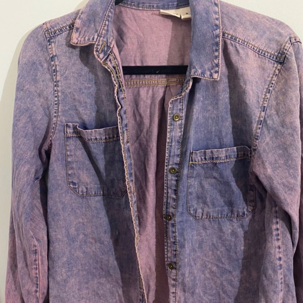 Pink washed button up